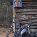 bicycle and motorcycle with mr kali, pondicherry, 2006